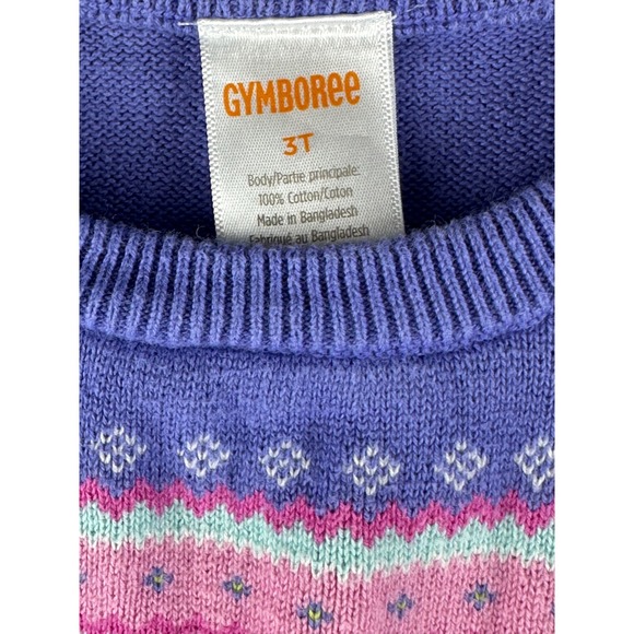 Gymboree Unicorn Fairisle Peplum Sweater Dress - Dino Friends - Purple size 3T - Picture 4 of 6